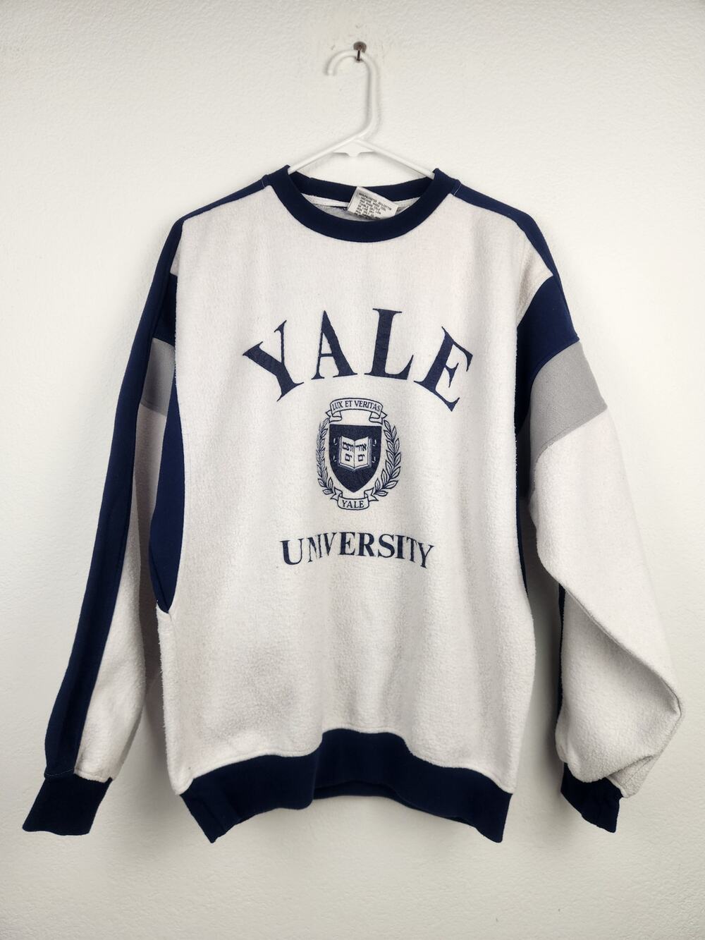 Vintage Yale University Sweatshirt White Blue Unisex Adults Large Fleece